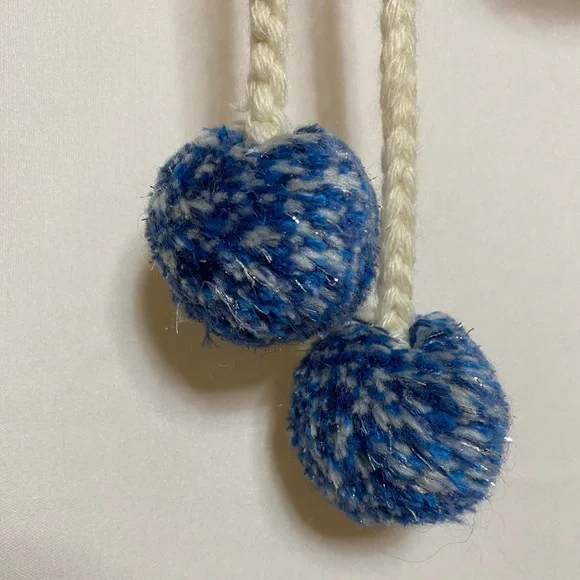 Moda International Draw String Cardigan Sweater, Cream, Silver, Blue, Size XS - Picture 3 of 6